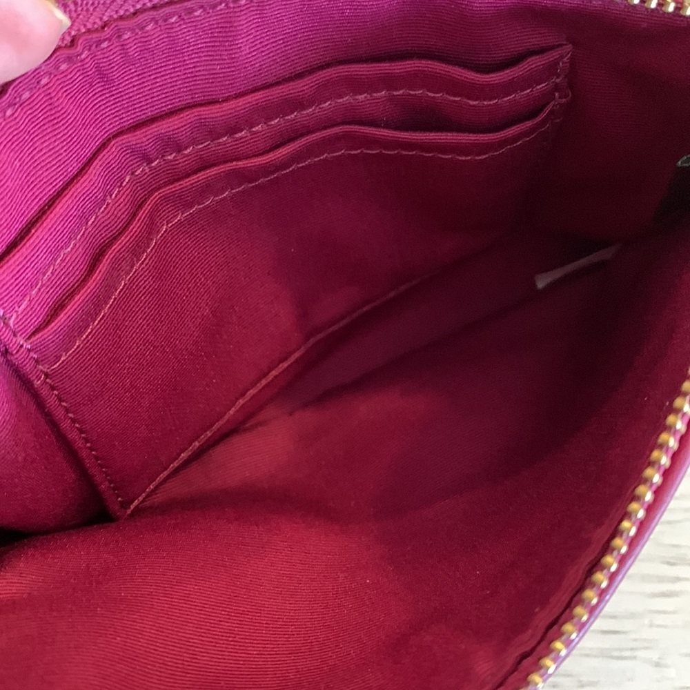 Coach Signature Canvas & Cranberry leather wristlet‎ - Picture 5 of 7